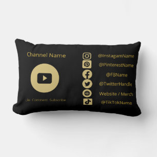 YOUTUBE CHANNEL SOCIAL MEDIA IS VLOGGER DARK MODE LUMBAR CUSHION