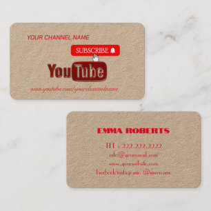 Youtube Channel , Youtuber Business Card