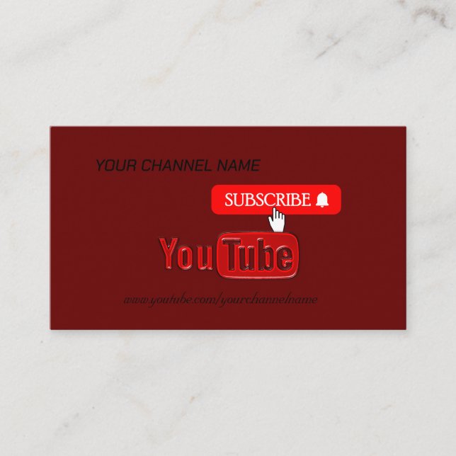 Youtube Channel , Youtuber  Business Card (Front)