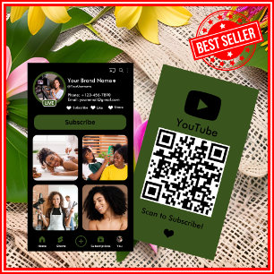 YouTube Clover Influencer Vlogger Creator QR Code Business Card