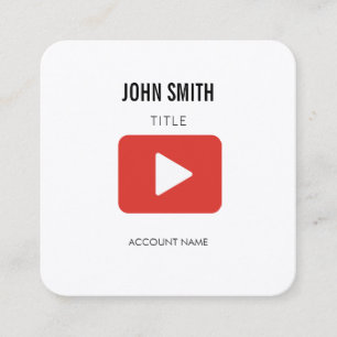 Youtube Icon Logo Video Editor PROFILE Promotional Square Business Card