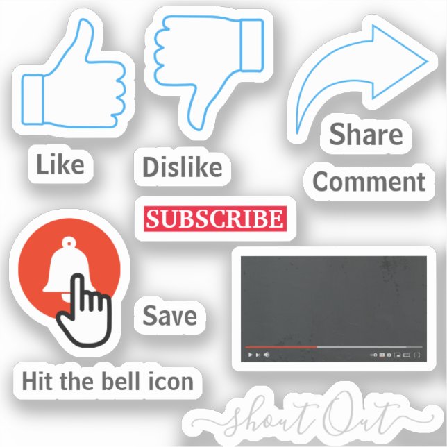 youTube icons stickers Custom-Cut Vinyl Sticker (Front)