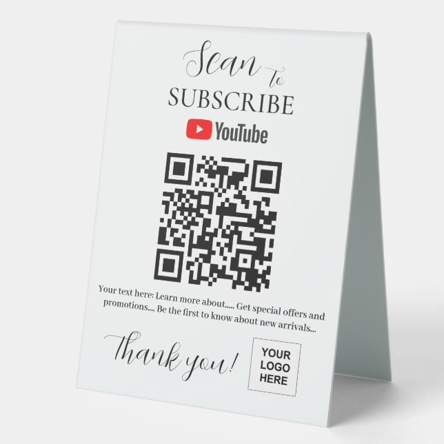 Youtube Subscribe QR code Pedestal Sign (Front)