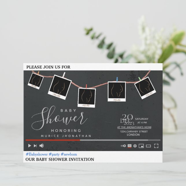 Youtube theme baby shower Invitation (Standing Front)