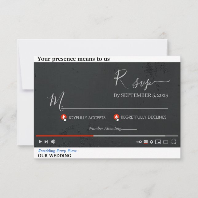 Youtube Themed personalized3.5" x 5" Response Card (Front)