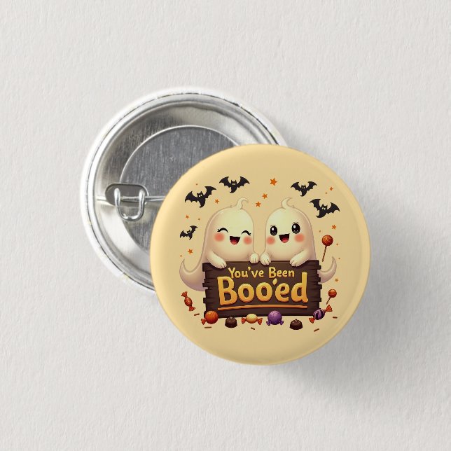 "You've Been Boo'ed" Cheerful Ghosts Button (Front & Back)