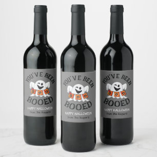 You've Been Booed Cute Halloween Ghost Wine Label