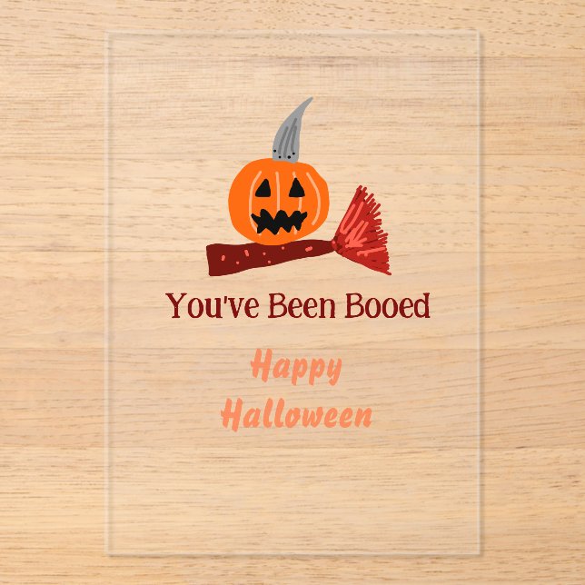 You've been Booed happy Halloween pumpink broom sc Acrylic Invitations (Front)