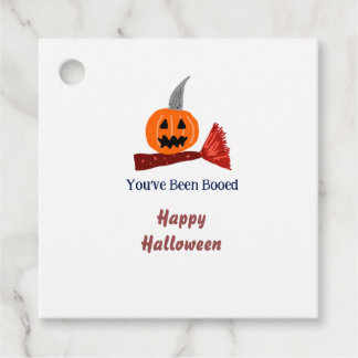 You've been Booed happy Halloween pumpink broom sc Favour Tags