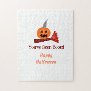 You've been Booed happy Halloween pumpink broom sc Jigsaw Puzzle