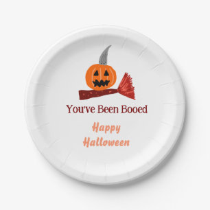 You've been Booed happy Halloween pumpink broom sc Paper Plate