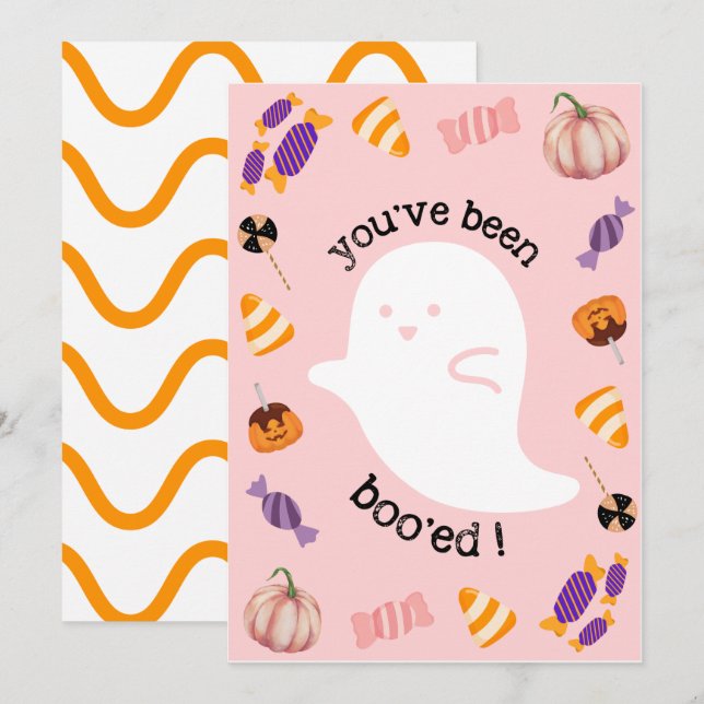 You've Been Boo'ed Pink Halloween Card (Front/Back)