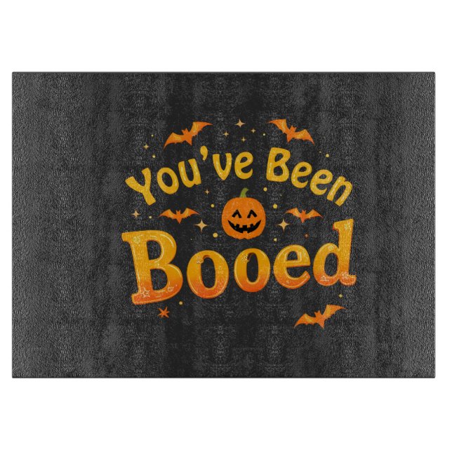 You've been booed Spooky Pumpkin Halloween Cutting Board (Front)