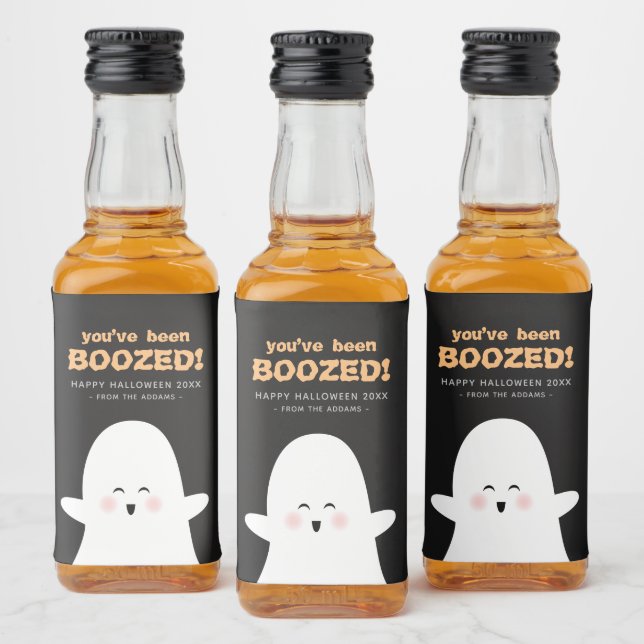 You've Been Boozed Halloween Cute Ghost Liquor Bot Bottle Label (Bottles)