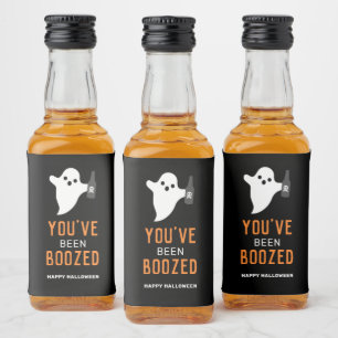 You've Been Boozed Orange and Black Halloween Liquor Bottle Label