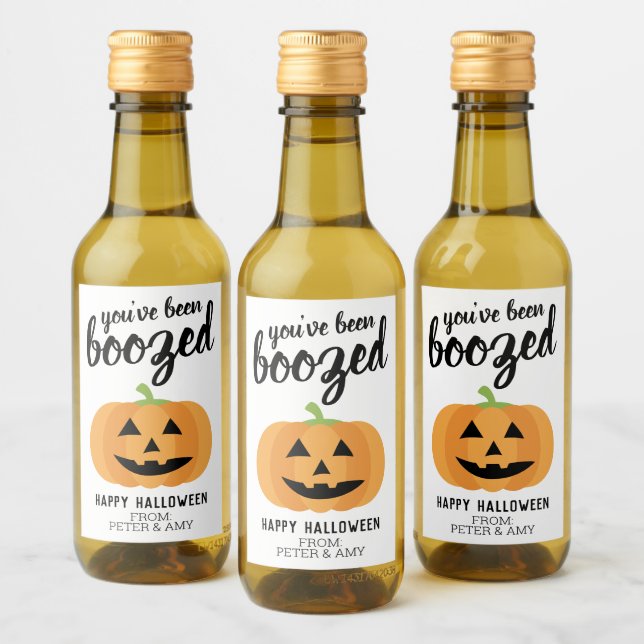 You've Been Boozed - Pumpkin Halloween Party Wine Label (Bottles)