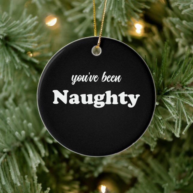 You've been Naughty black funny cute custom photo Ceramic Tree Decoration (Tree)