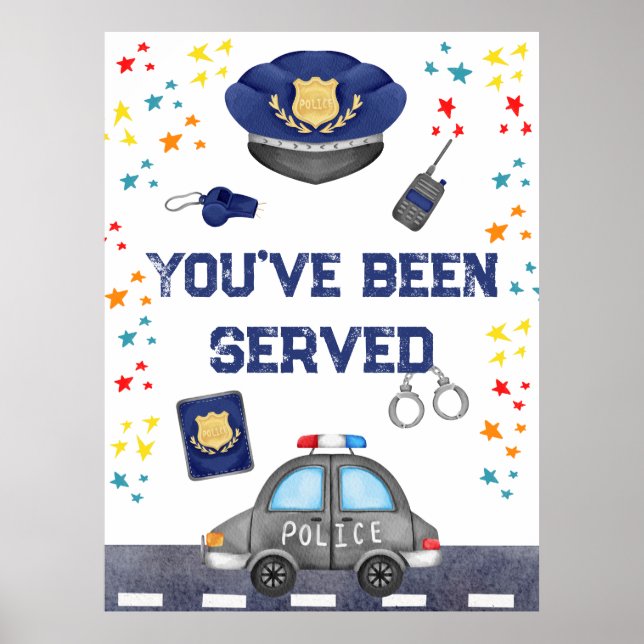 You've Been Served Sign Police Officer Party Sign (Front)