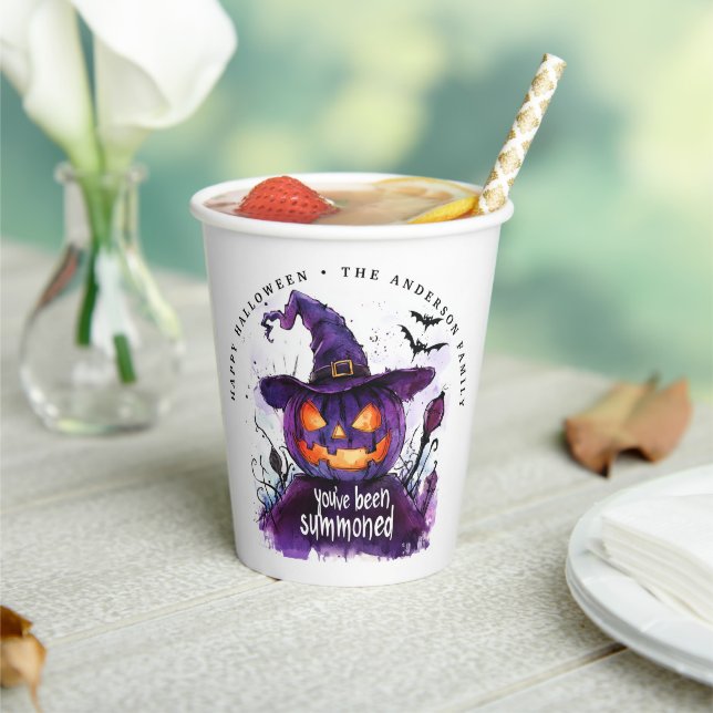 You've Been Summoned Purple Pumpkin Witch Paper Cups (Insitu)