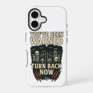 You've Been Warned Turn Back Now Halloween Skulls iPhone 16 Case
