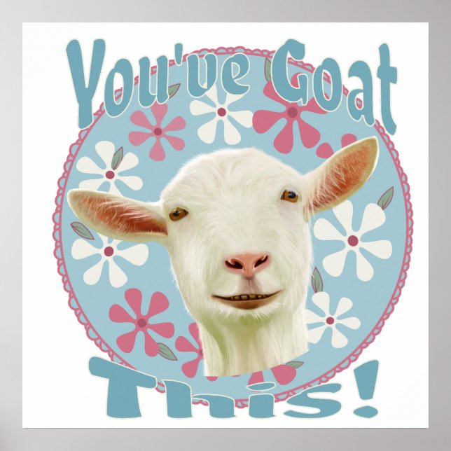 You've Goat This! Encouraging Goat Pink and Blue Poster (Front)