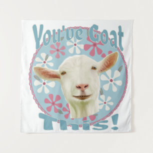You've Goat This! Encouraging Goat Pink and Blue Tapestry