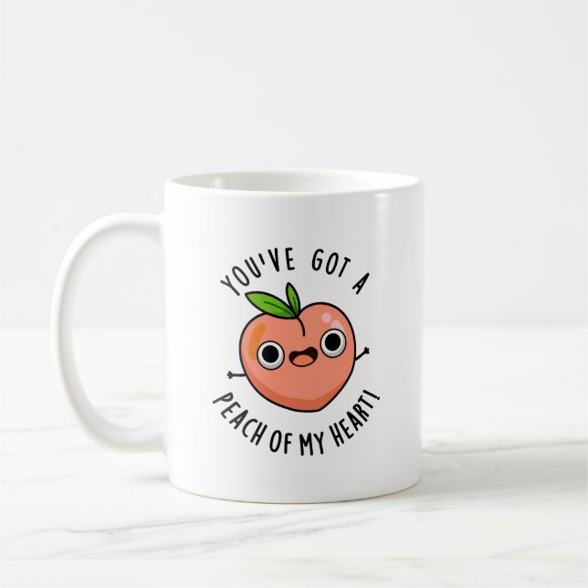 You've Got A Peach Of My Heart Funny Fruit Pun  Coffee Mug (Left)