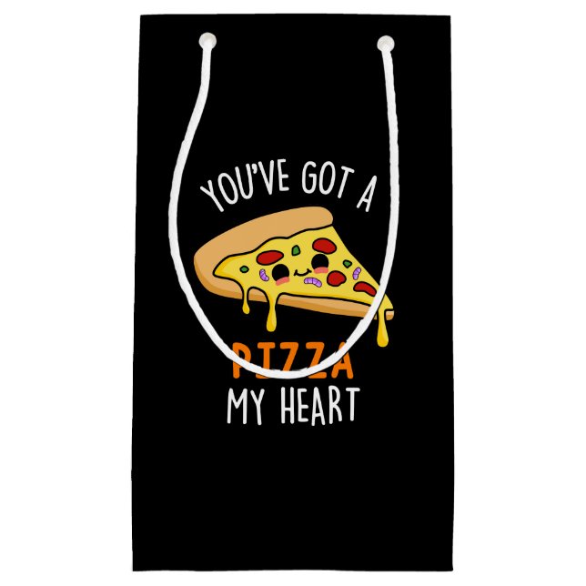 You've Got A Pizza My Heart Pun Dark BG Small Gift Bag (Front)