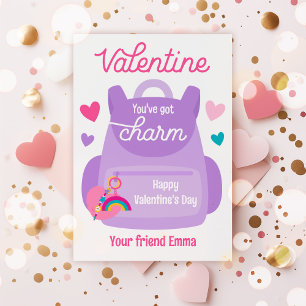 You've Got Charm Keychain Valentine Classroom Card