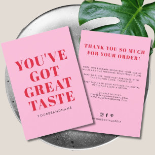 You've got great taste business thank you card
