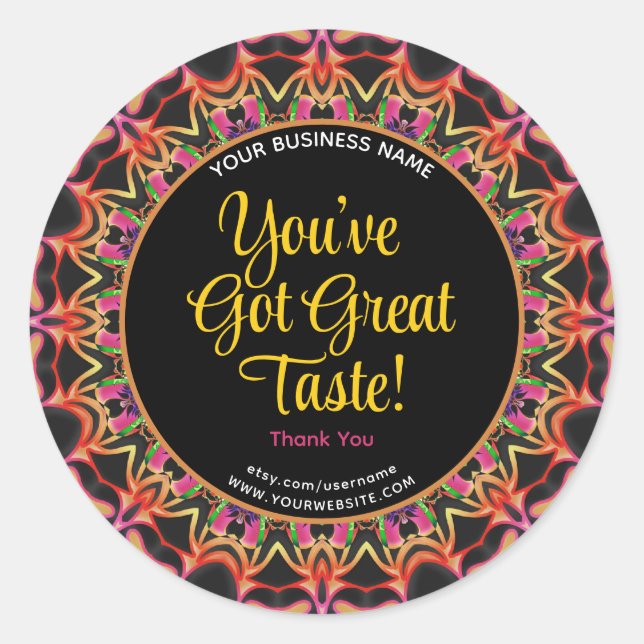 You've Got Great Taste Colourful Thank You Classic Round Sticker (Front)