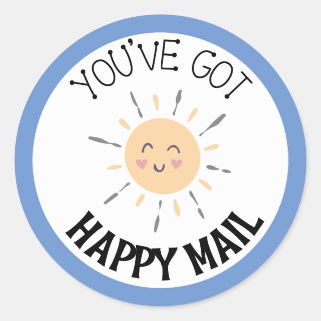 You've Got Happy Mail Sun Smile Sticker Round (Front)