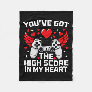 You've Got The High Score In My Heart Funny Valent Fleece Blanket