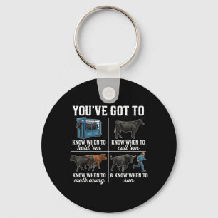 Youve Got to Know When to Holdem Retro Funny Cow Key Ring