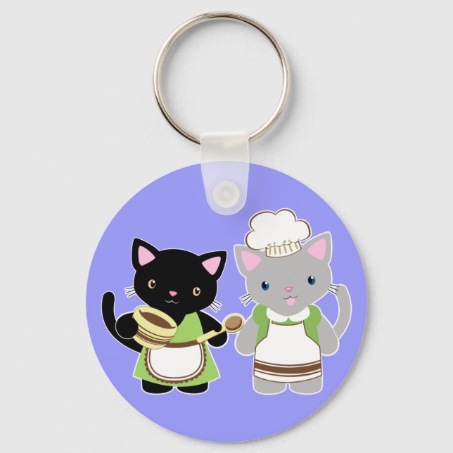 Yoyo and Suki Neko baking kitties Key Ring (Front)