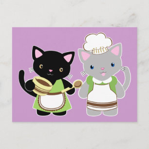 Yoyo and Suki Neko baking kitties Postcard