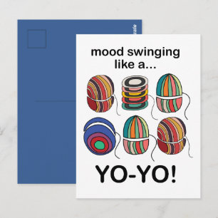 Yoyo Mood Swings Like A Yo-Yo Funny Postcard