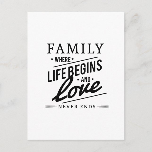 ypography Inspirational Family Quote Postcard (Front)