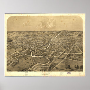 Ypsilanti Michigan 1868 Antique Panoramic Map Poster