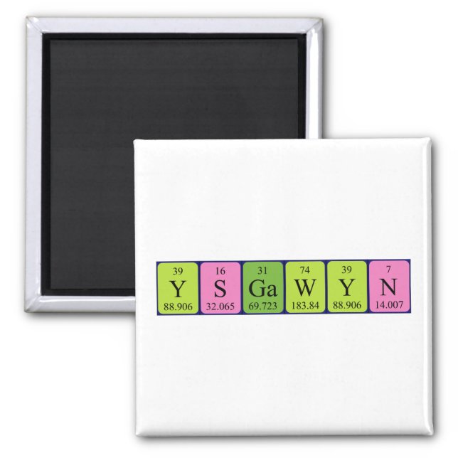 Ysgawyn periodic table name magnet (Front)
