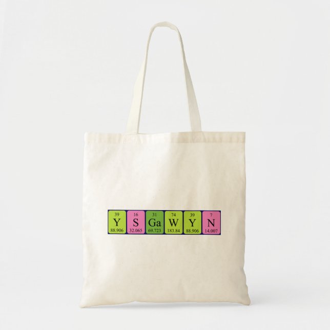 Ysgawyn periodic table name tote bag (Front)