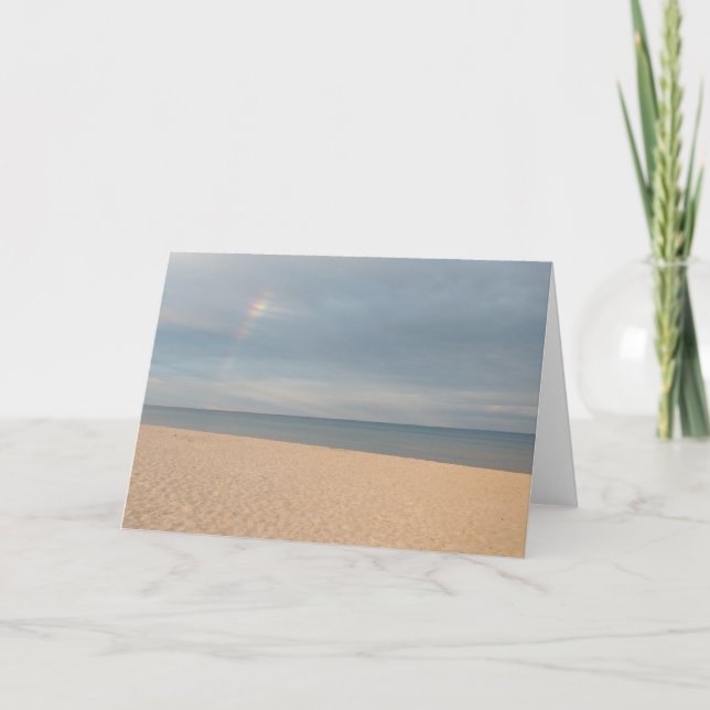 Ystad beach with a rainbow blank card (Front)