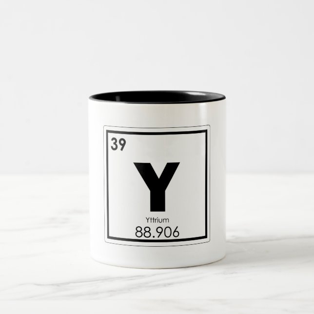 Yttrium chemical element symbol chemistry formula Two-Tone coffee mug (Center)