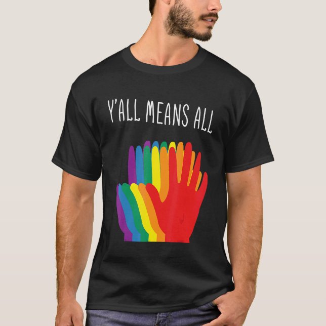 Yu2019all Means All Rainbow Hearts Flag Lgbt For P T-Shirt (Front)
