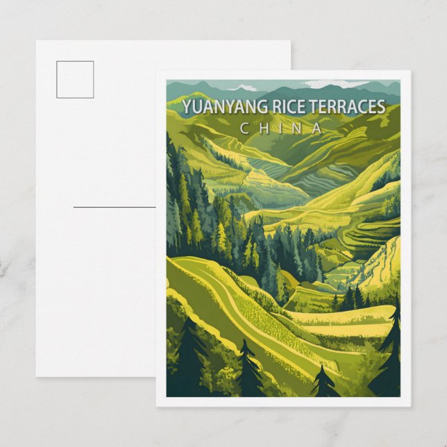 Yuanyang Rice Terraces China Travel Postcard (Front/Back)