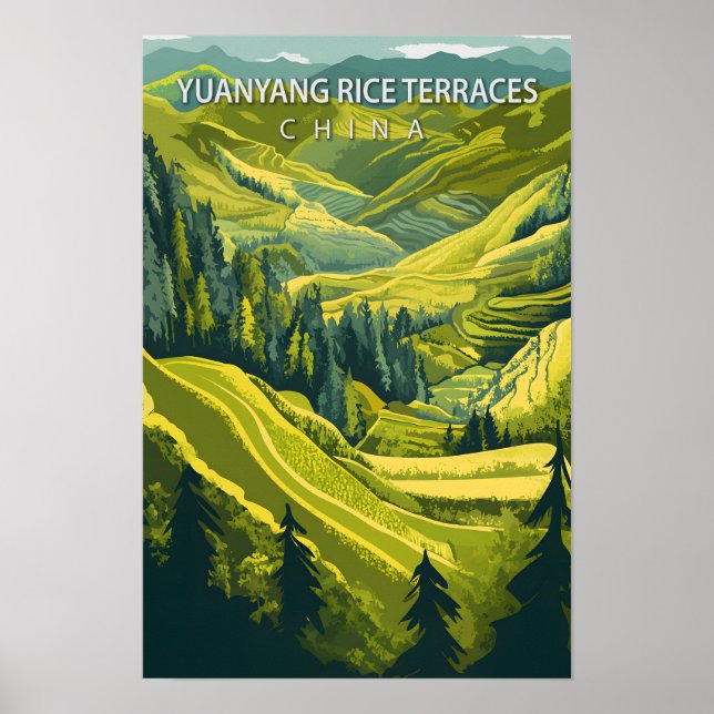 Yuanyang Rice Terraces China Travel Poster (Front)