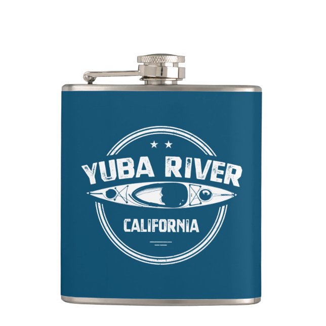 Yuba River California Kayaking Hip Flask (Front)