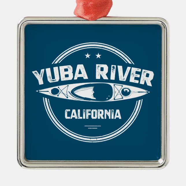 Yuba River California Kayaking Metal Tree Decoration (Front)