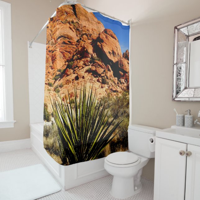 Yucca and Red Rocks Desert Nevada Shower Curtain (In Situ)