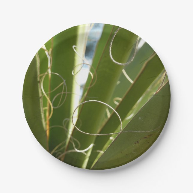 Yucca Leaves Green Nature Photography Paper Plate (Front)
